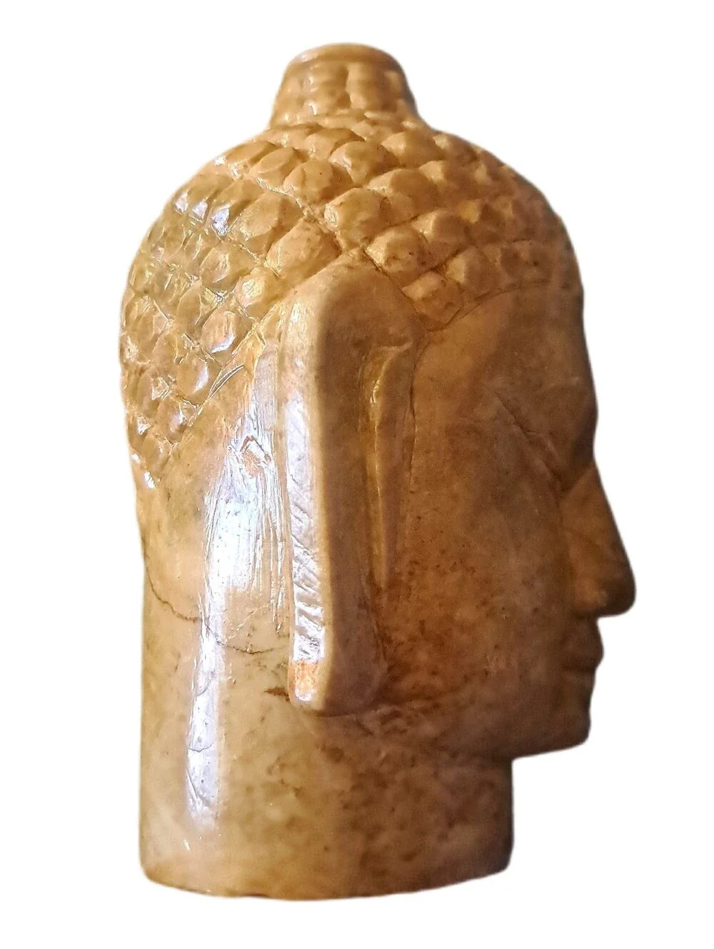 Vintage Hand Carved Buddha Head Statue Natural Stone Zen Spiritual Decor